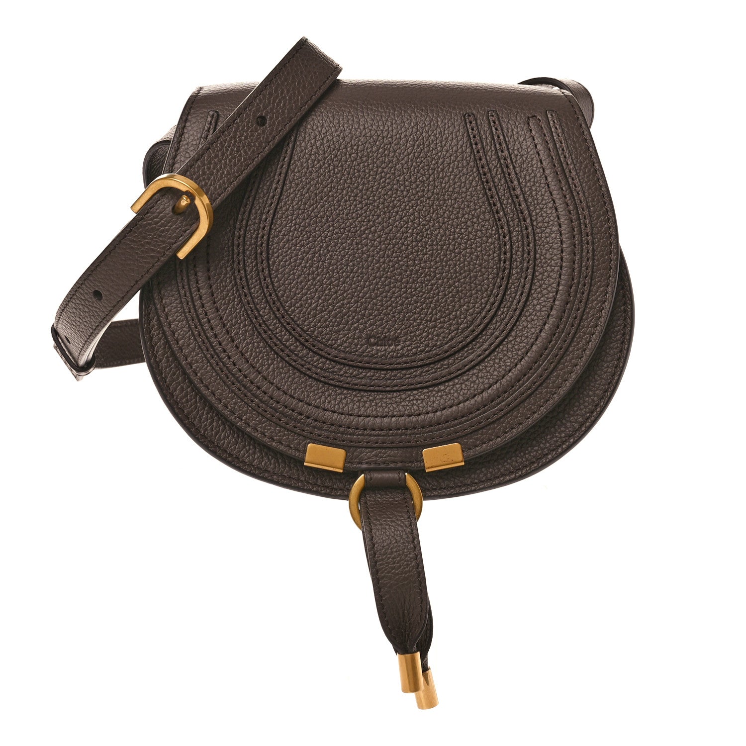 Chloe Grained Calfskin Small Marcie Saddle Bag Bold Brown 1 of 8