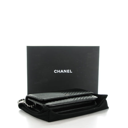 Chanel Caviar Chevron Quilted Wallet On Chain WOC Black 4 of 8