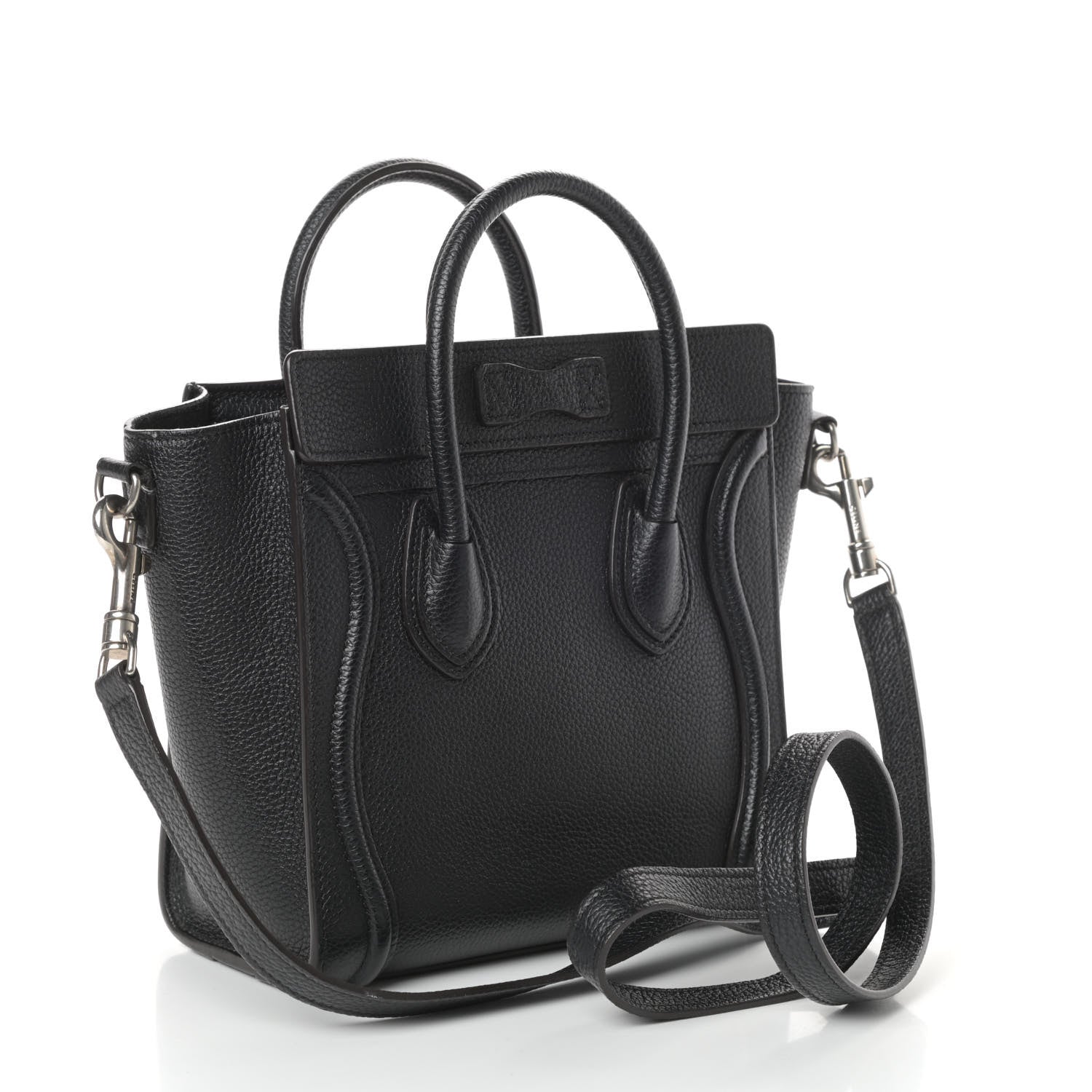 Celine Drummed Calfskin Nano Luggage Black 3 of 9