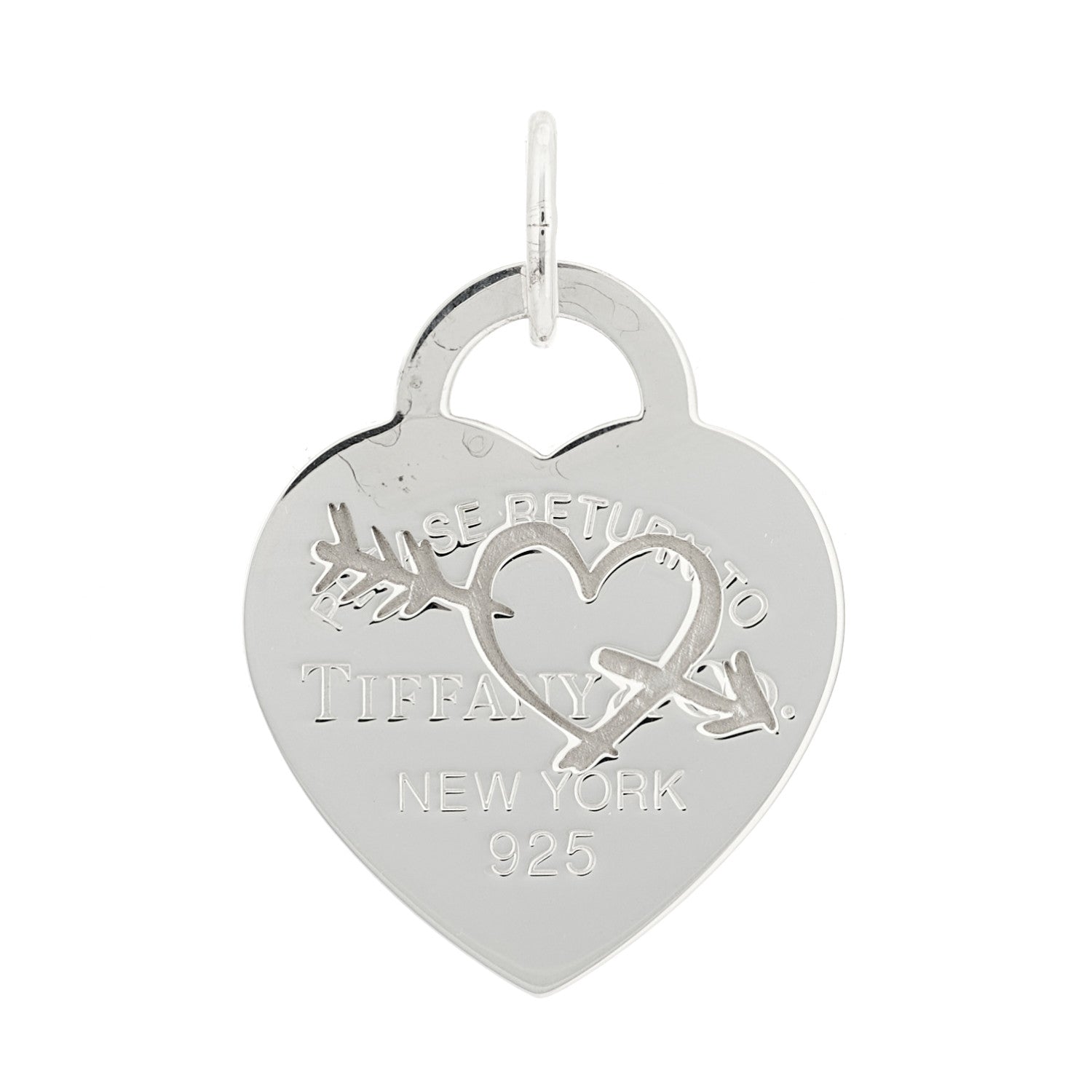 Tiffany Sterling Silver Return To Tiffany Etched Heart and Arrow Tag Charm 1 of 4