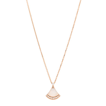 Bulgari 18K Rose Gold Diamond Mother of Pearl Divas' Dream Pave Pendant Necklace 1 of 5
