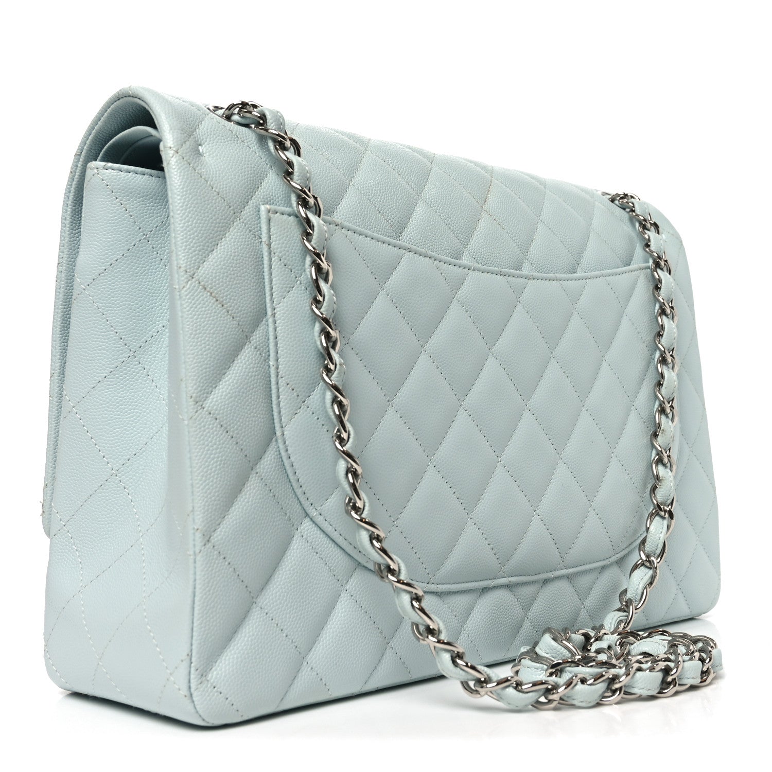 Chanel Caviar Quilted Maxi Double Flap Light Blue 3 of 10