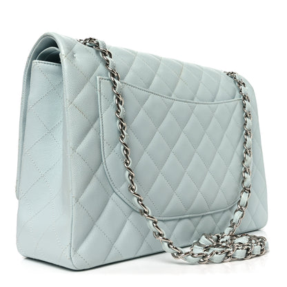 Chanel Caviar Quilted Maxi Double Flap Light Blue 3 of 10