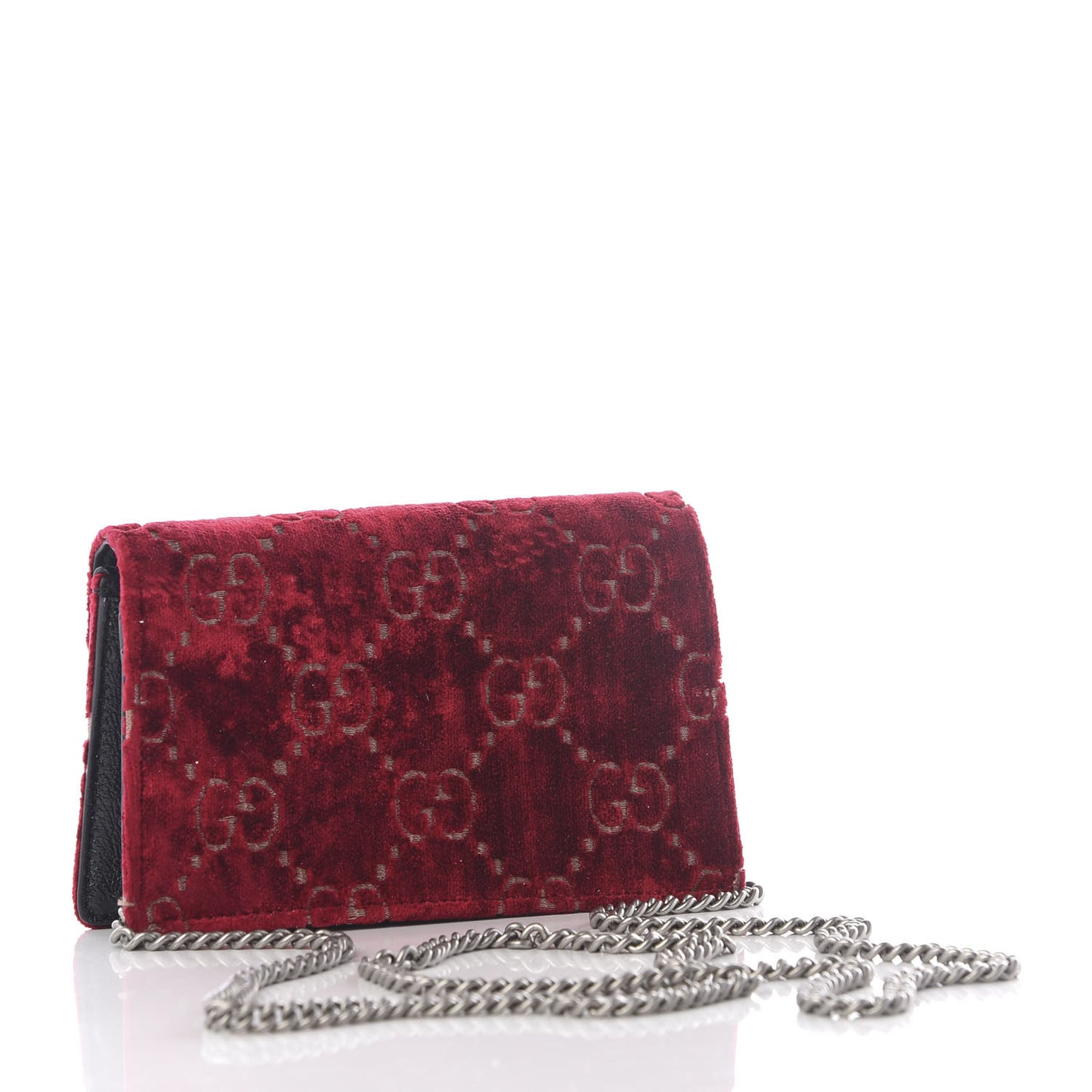 Velvet GG Monogram Super Mini Dionysus Shoulder Bag Red Cipria Black