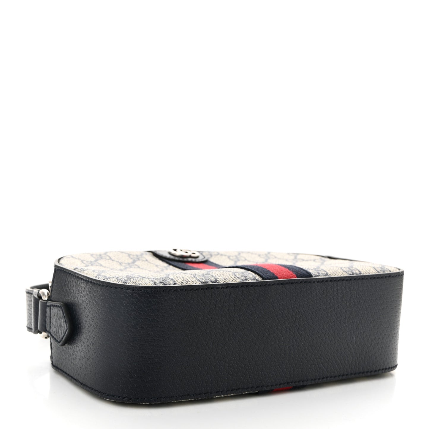 GG Supreme Monogram Textured Dollar Calfskin Web Small Ophidia Camera Bag Beige Blue