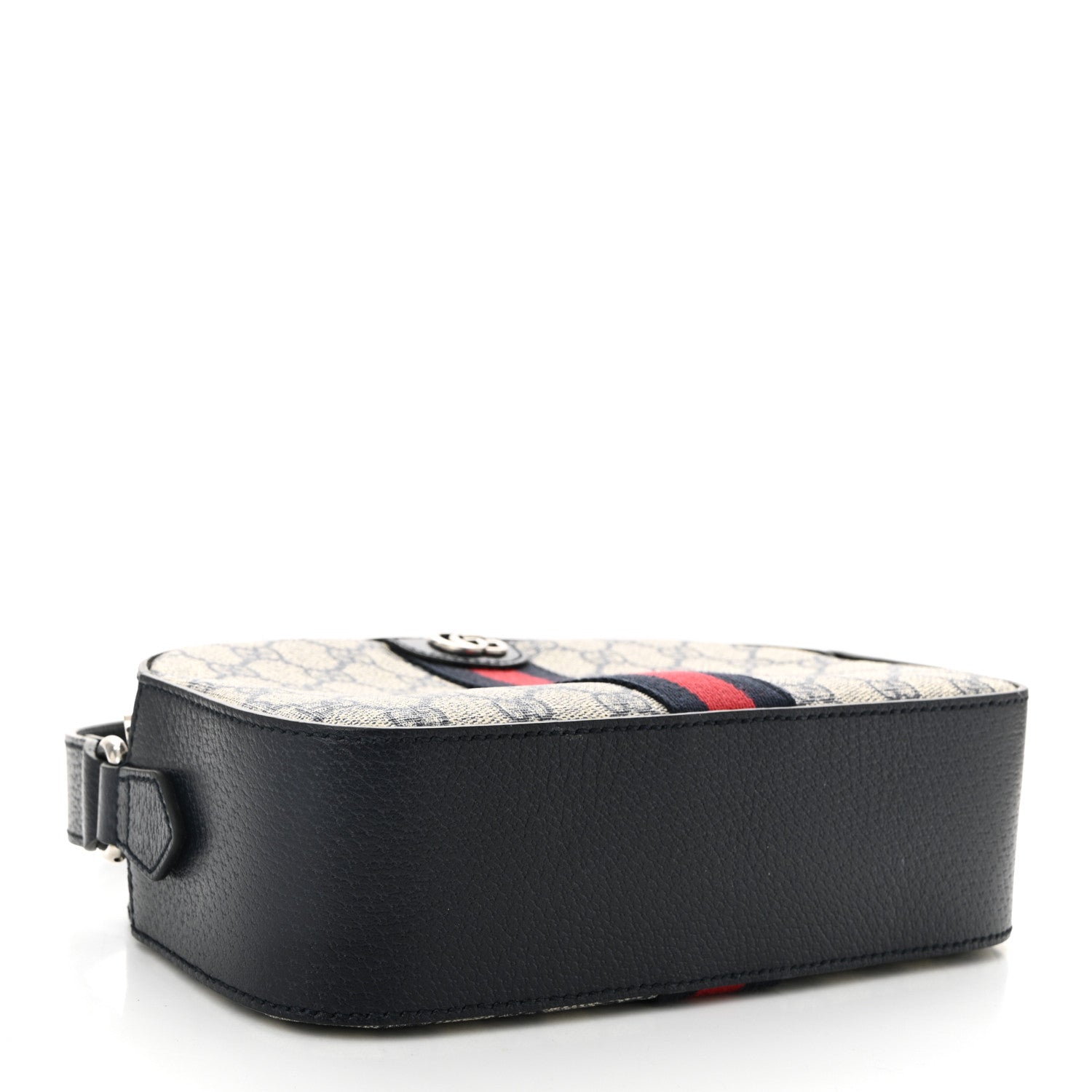 Gucci GG Supreme Monogram Textured Dollar Calfskin Web Small Ophidia Camera Bag Beige Blue 4 of 10
