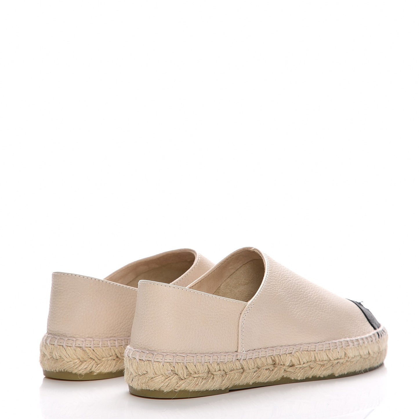 Grained Calfskin CC Espadrilles 38 Beige Black