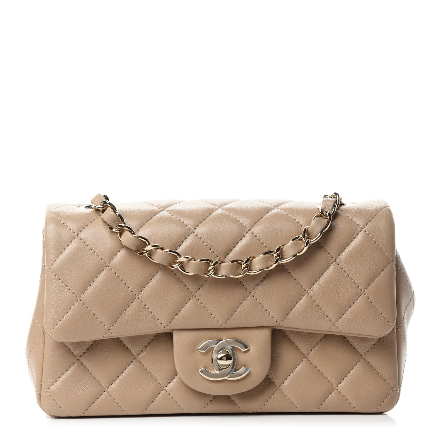 Chanel Lambskin Quilted Mini Rectangular Flap Dark Beige 1 of 11