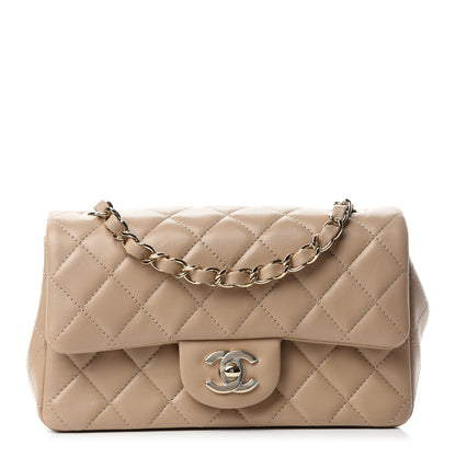 Chanel Lambskin Quilted Mini Rectangular Flap Dark Beige 1 of 11