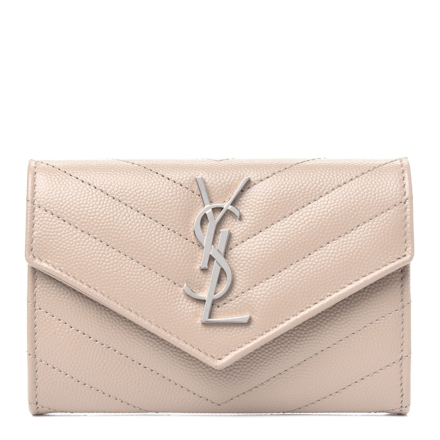 Grain De Poudre Matelasse Chevron Small Monogram Envelope Wallet Nude Powder