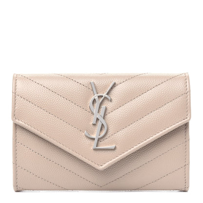Saint Laurent Grain De Poudre Matelasse Chevron Small Monogram Envelope Wallet Nude Powder 1 of 4