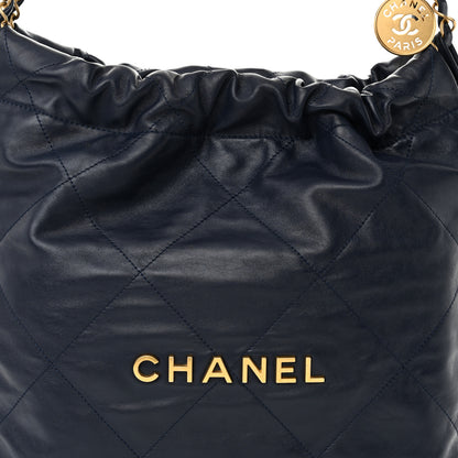 Chanel Shiny Calfskin Quilted Small Chanel 22 Navy 9 of 11