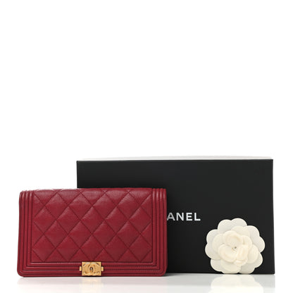 Chanel Caviar Quilted Boy Yen Wallet Burgundy 10 of 10
