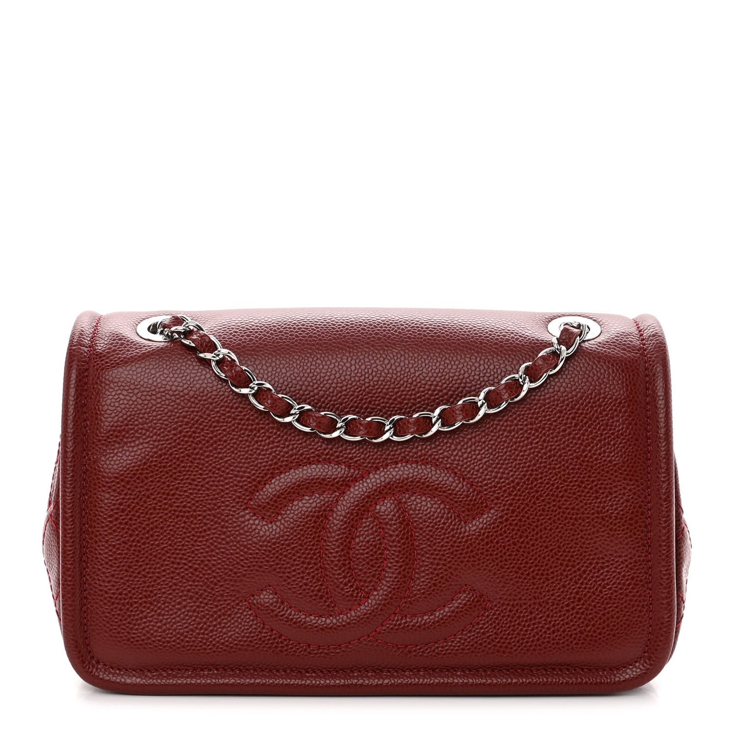 Caviar Medium Timeless CC Flap Dark Red