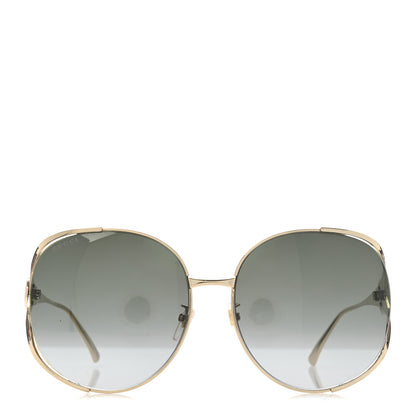 Gucci Metal Oversized Round Frame GG0225S Sunglasses Gold 2 of 9