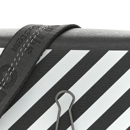 Off-White Saffiano Striped Baby Diag Binder Clip Bag Black White 7 of 12