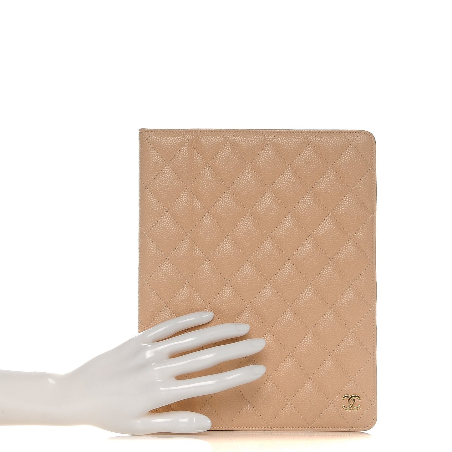 Caviar Quilted iPad Case Light Beige