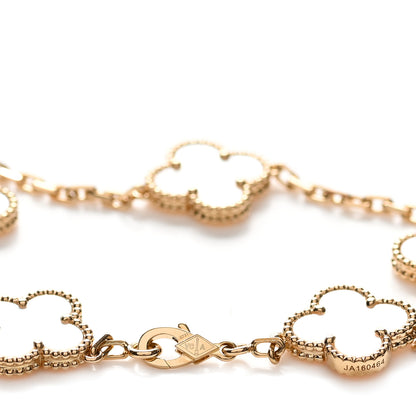 Van Cleef & Arpels 18K Yellow Gold Mother of Pearl 5 Motifs Vintage Alhambra Bracelet 3 of 6