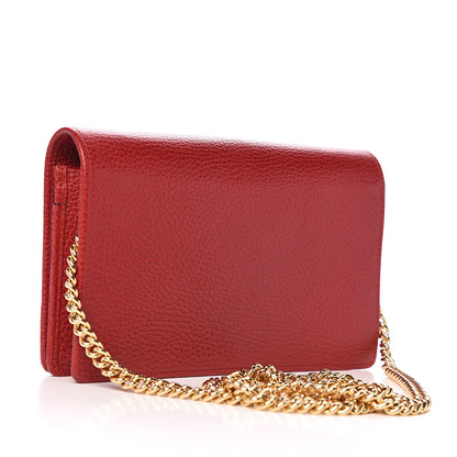 Gucci Dollar Calfskin Mini GG Marmont Chain Wallet Hibiscus Red 2 of 9