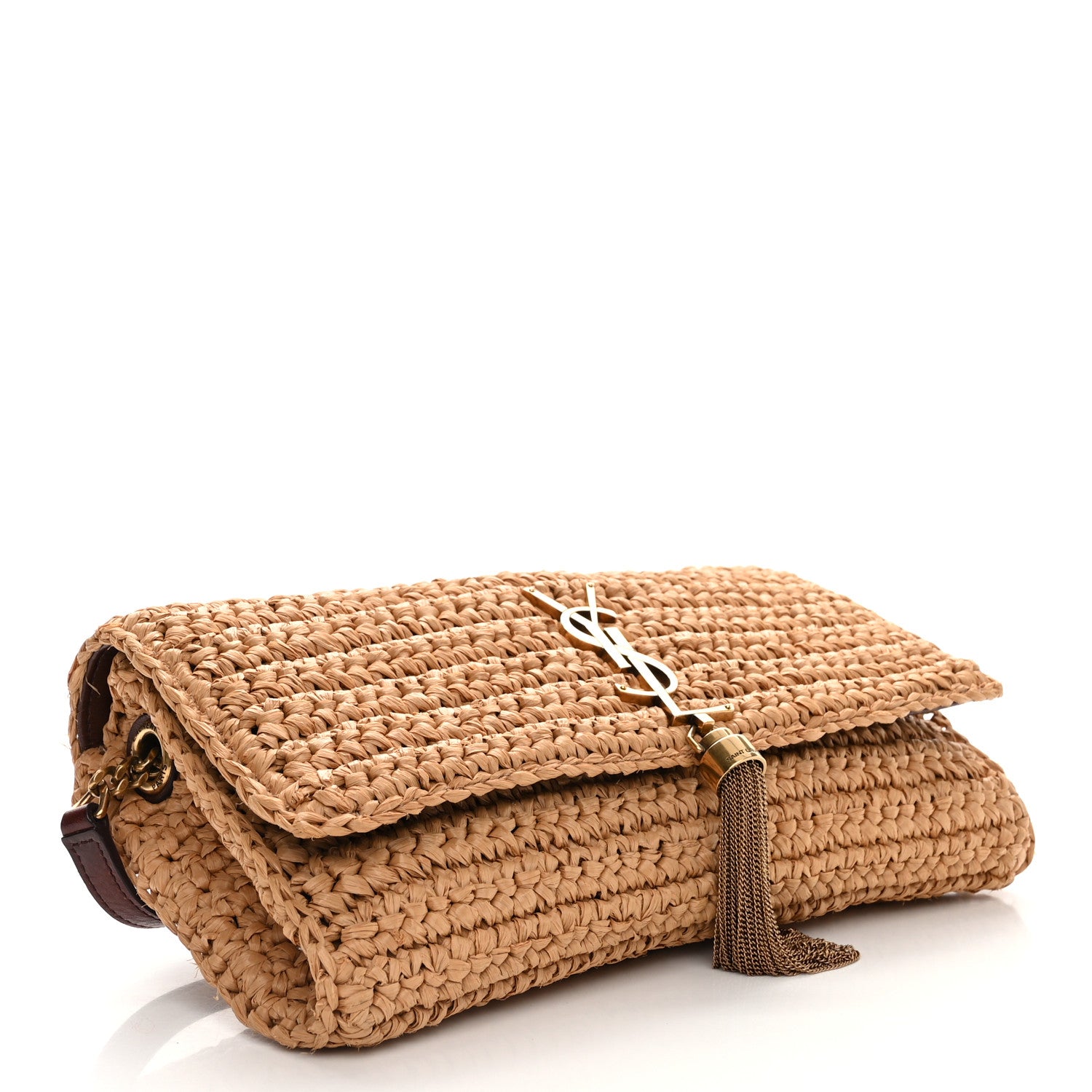 Saint Laurent Raffia Monogram Tassel Kate 99 Dark Nude 4 of 12