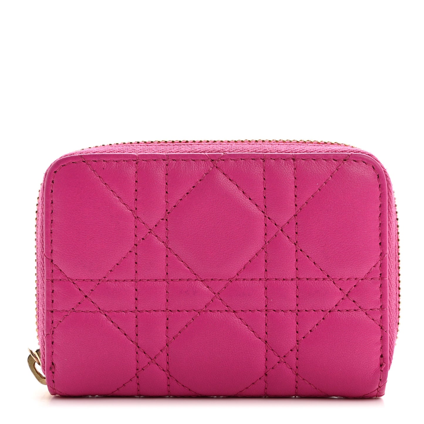 Lambskin Cannage Mini Lady Dior Zip Portemonnaie Rani Pink