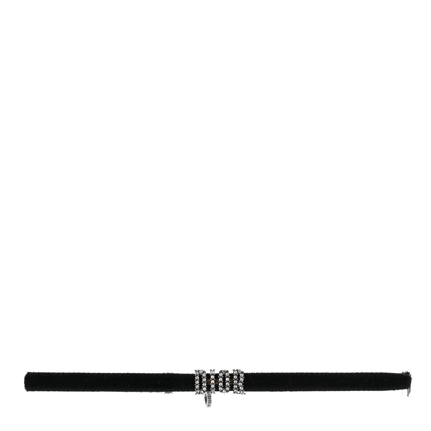 Christian Dior Velvet Crystal DIOR Choker Necklace Black 1 of 4