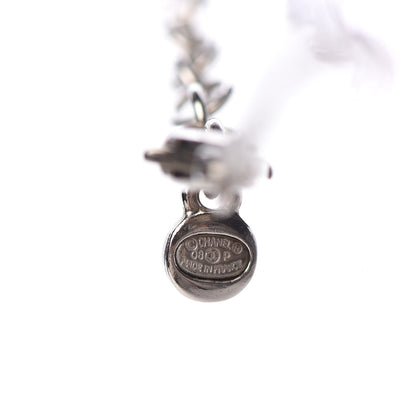 Chanel Crystal Glitter Enamel CC Star Drop Necklace Silver 5 of 5