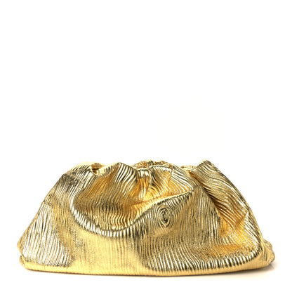 Bottega Veneta Metallic Bark Calfskin Embossed The Pouch Oversized Clutch Oro 1 of 11