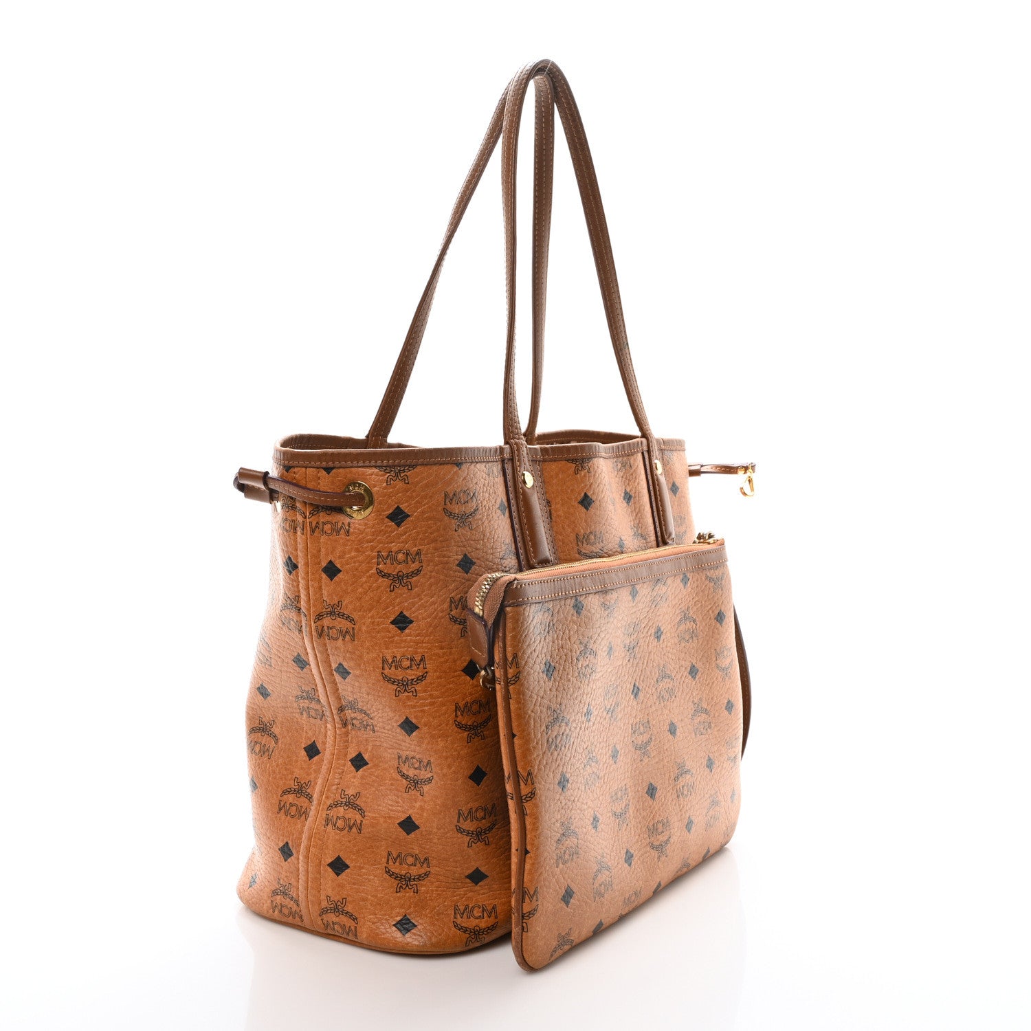MCM Visetos Medium Liz Reversible Shopper Tote Cognac 5 of 12
