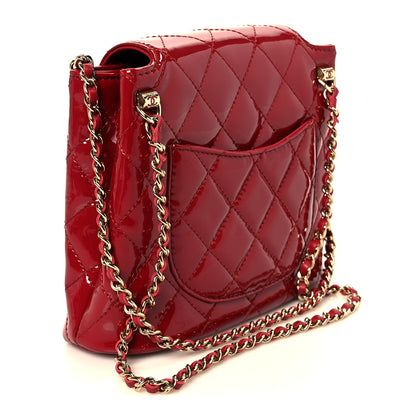 Chanel Patent Quilted Shiny Coco Small Flap Hobo Red 3 of 12