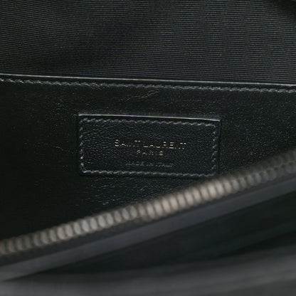 Saint Laurent Sheepskin Matelasse Chevron Monogram Large College Satchel Black 6 of 8