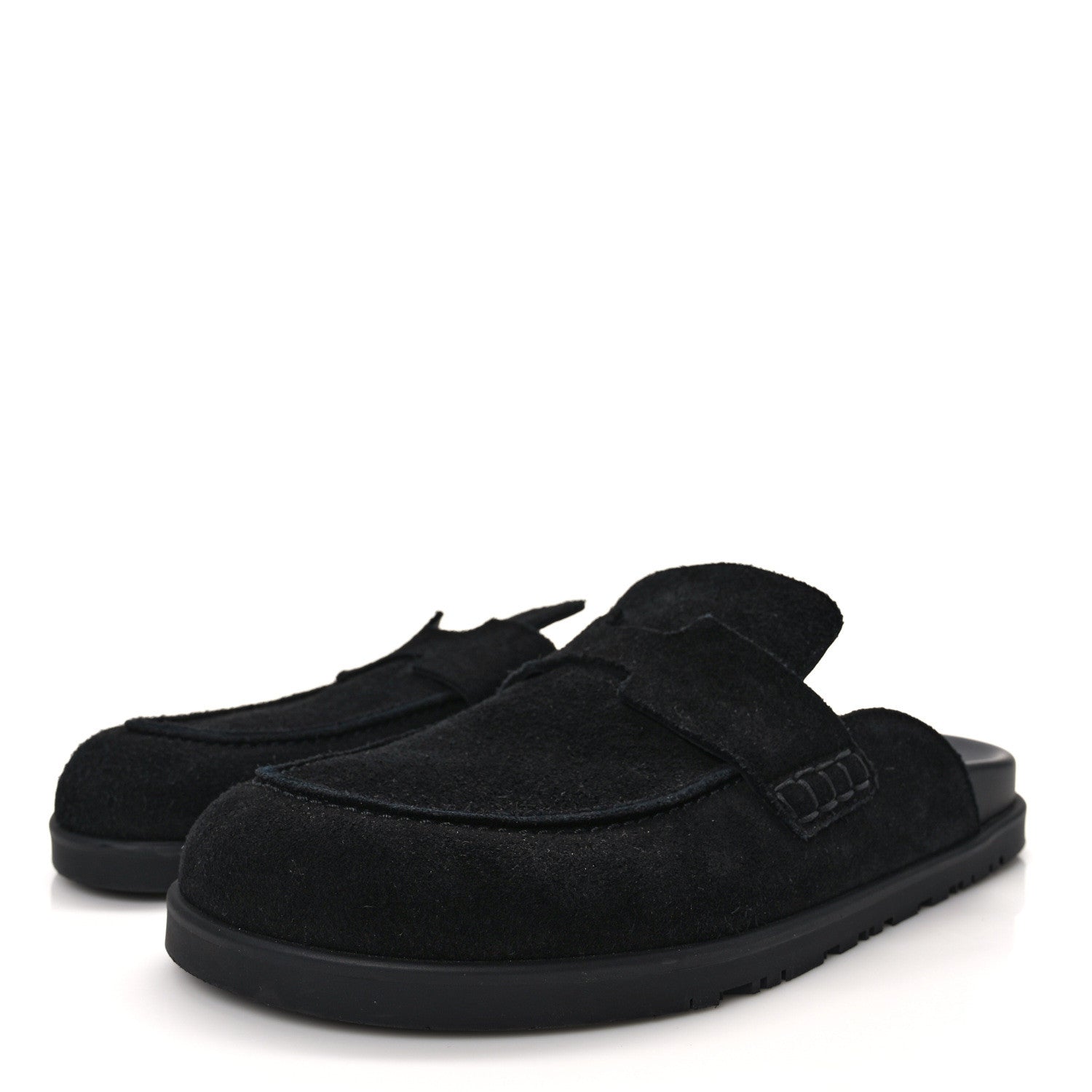 Hermes Suede Calfskin Go Mules 40 Black 3 of 8
