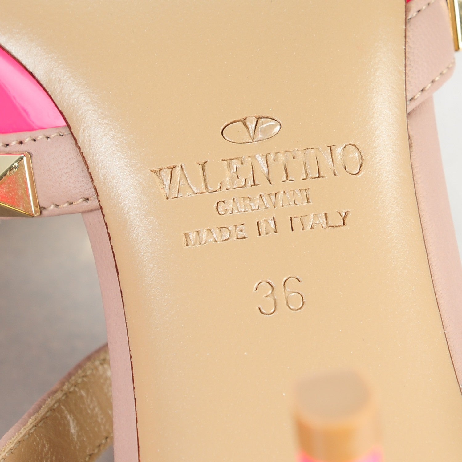 Valentino Garavani Patent Rockstud Ankle Strap 65mm Pumps 36 Fuxia Fluo Poudre 7 of 8