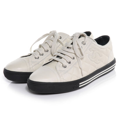Chanel Caviar Quilted CC Sneakers 36 White 3 of 6