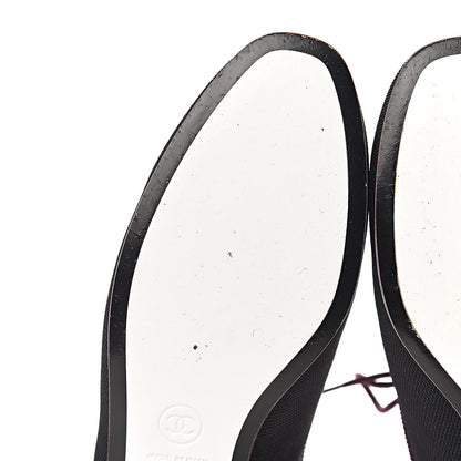 Chanel Fabric Lace Up CC Oxfords 36.5 Burgundy Black 8 of 11