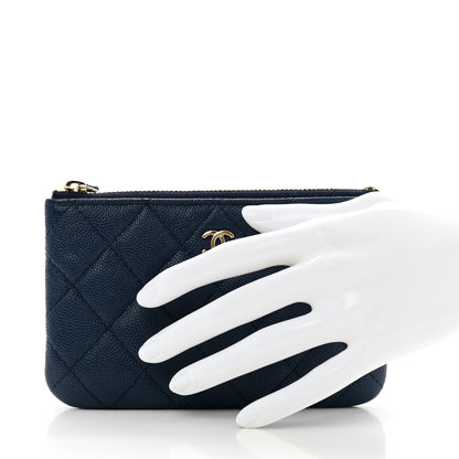 Chanel Caviar Quilted Small Cosmetic Case Navy Blue 2 of 9