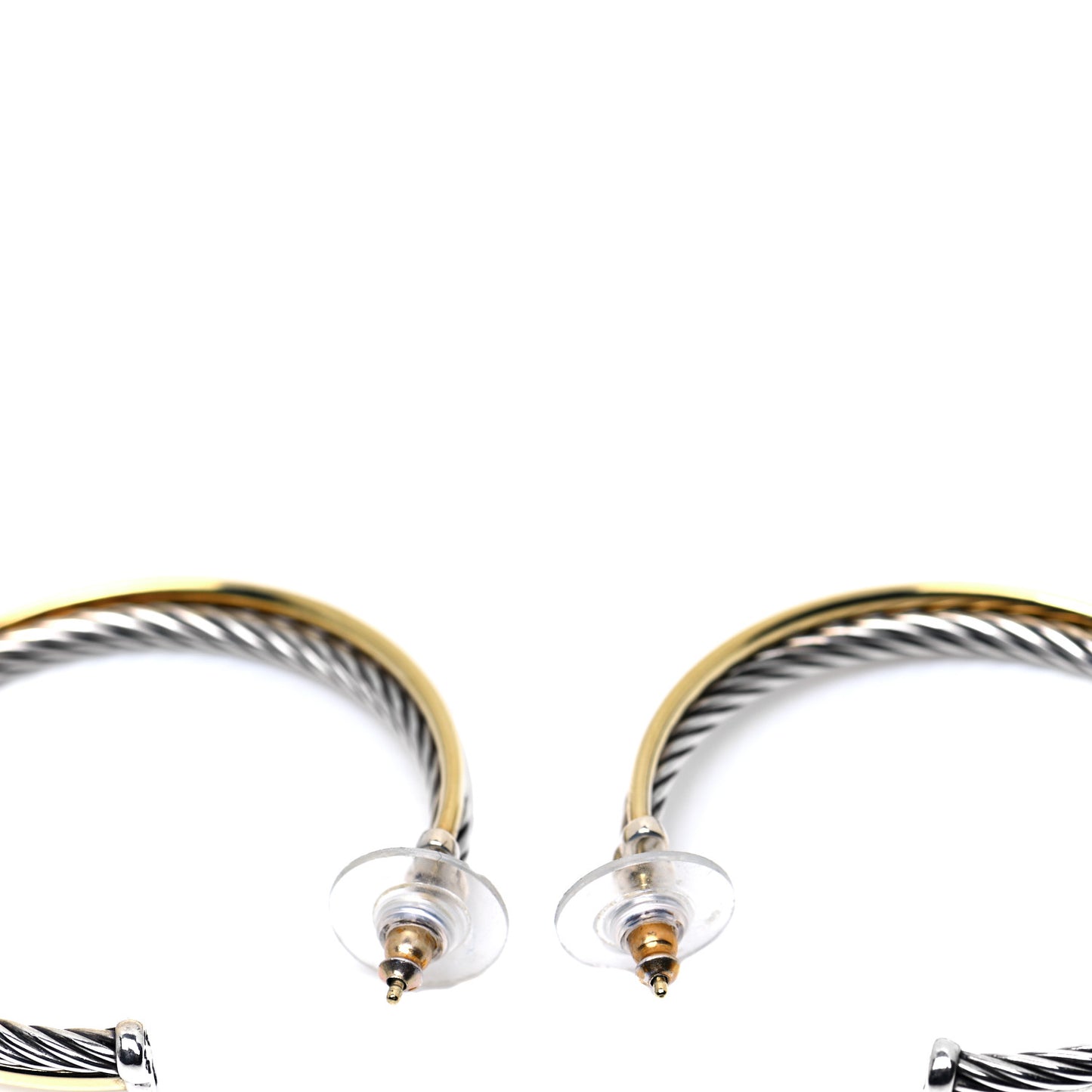 Sterling Silver 18K Yellow Gold 44mm Extra Large Crossover Cable Hoop Earrings