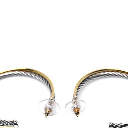 David Yurman Sterling Silver 18K Yellow Gold 44mm Extra Large Crossover Cable Hoop Earrings 3 of 4