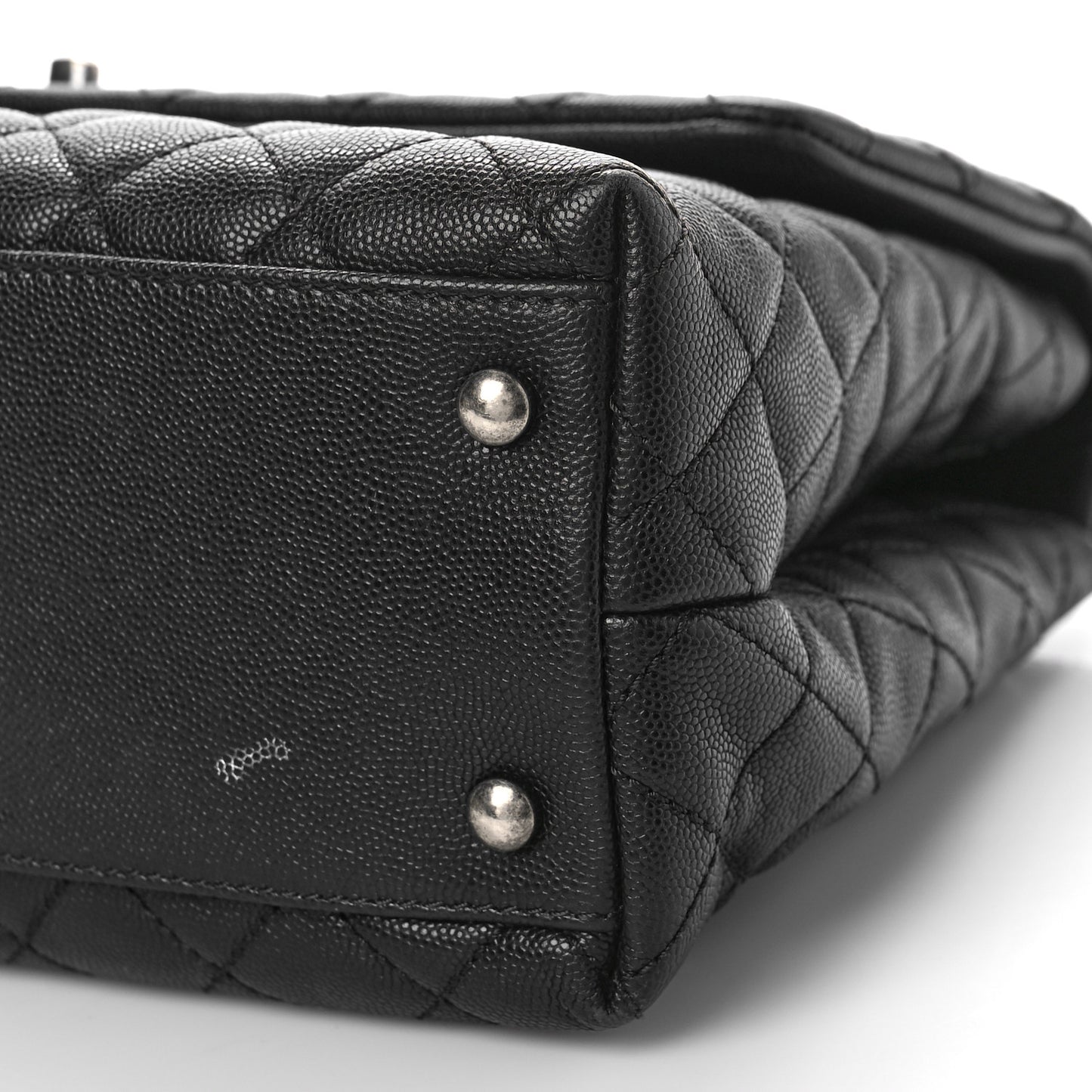 Caviar Lizard Quilted Medium Coco Handle Flap Black