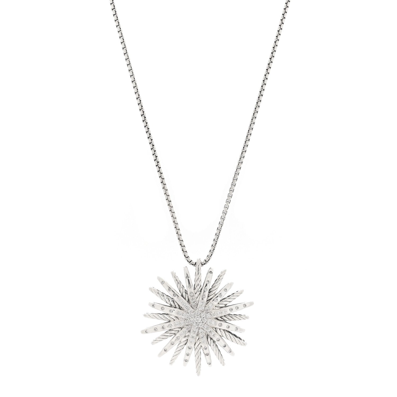 David Yurman Sterling Silver Diamond Large Starburst Pendant Necklace 1 of 4