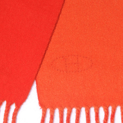 Hermes Cashmere Reversible Evelyne Scarf Rouge Pavot and Capucine 3 of 5