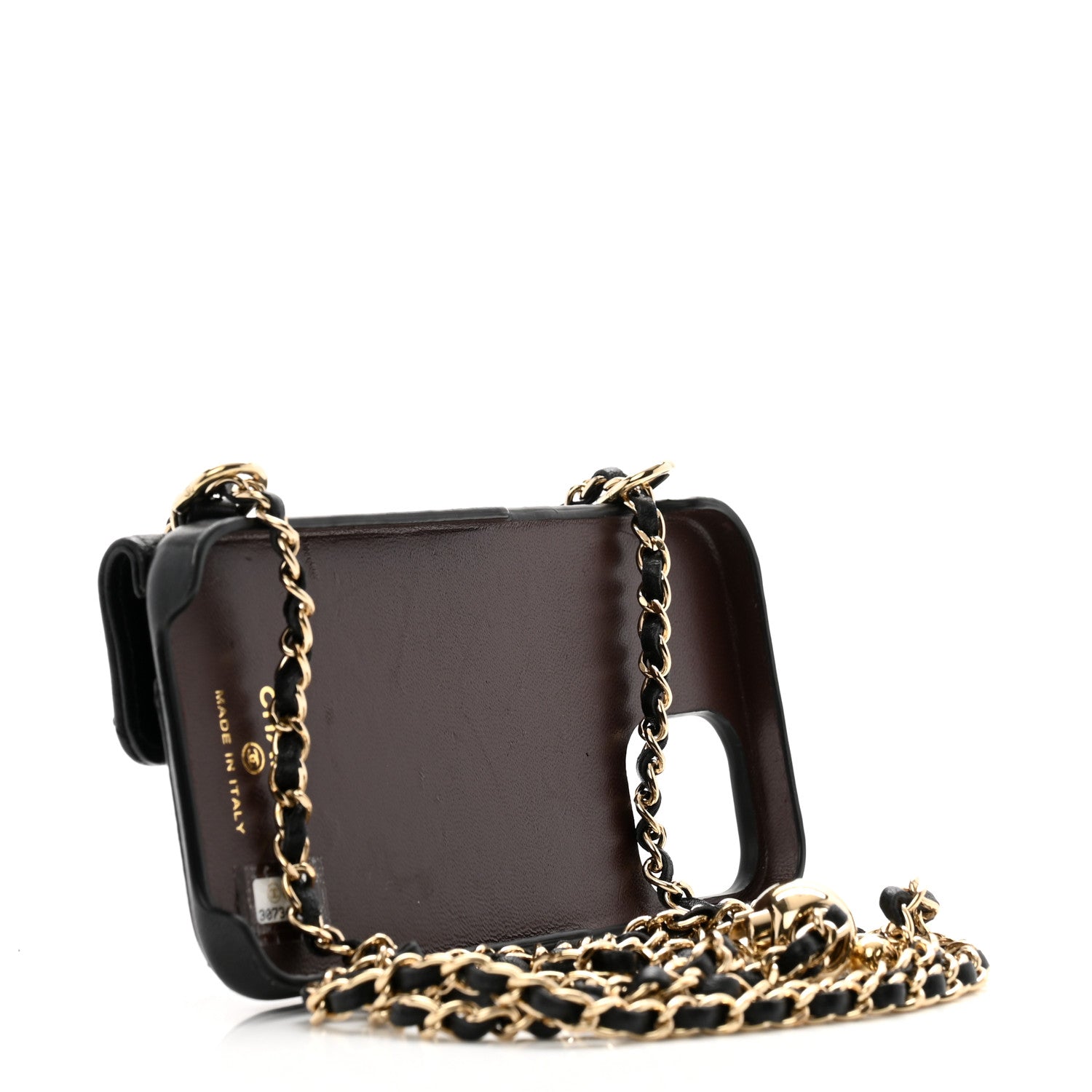 Chanel Lambskin Quilted Pearl Crush iPhone XII Pro Holder With Chain Black 3 of 10