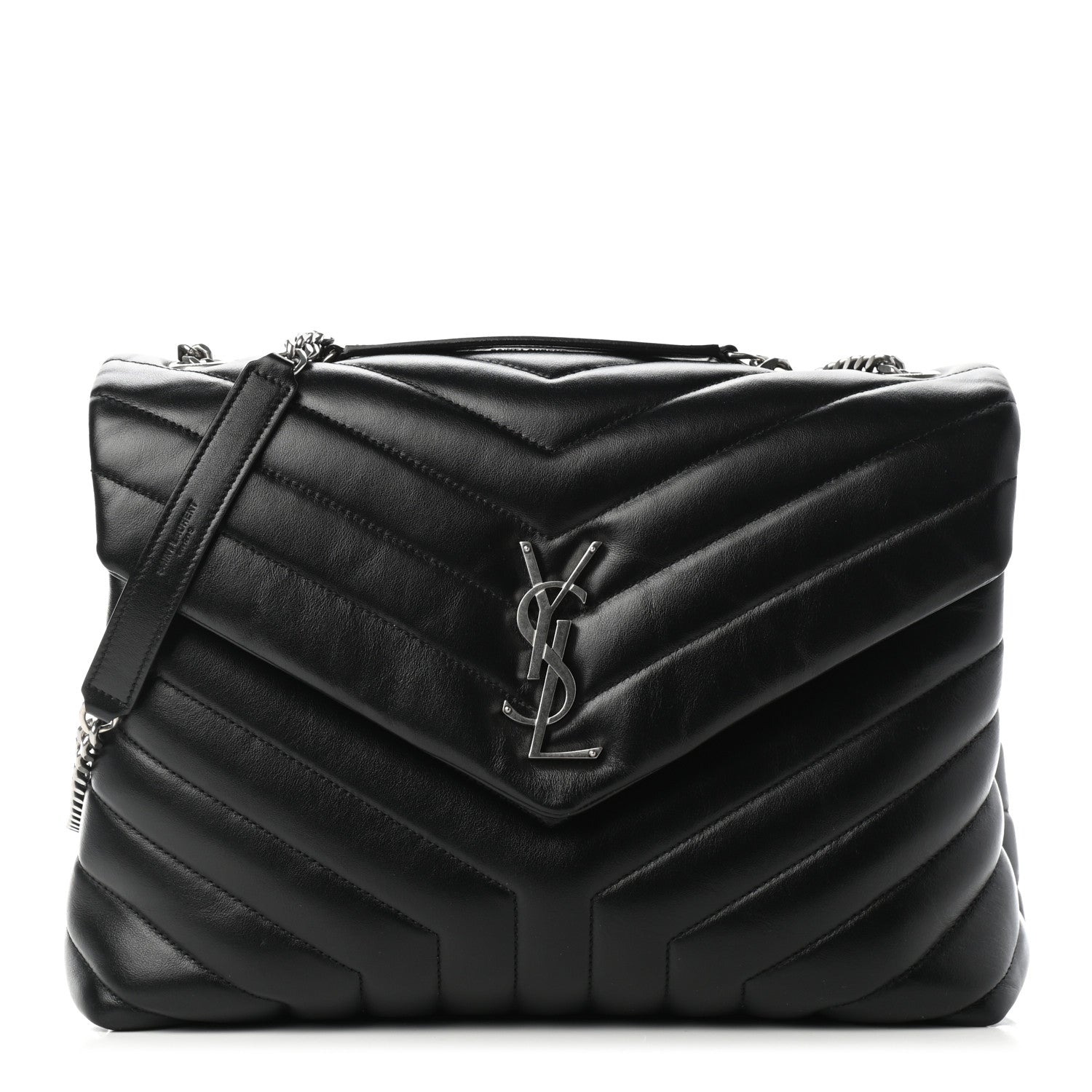 Saint Laurent Calfskin Y Quilted Monogram Medium Loulou Chain Satchel Black 1 of 9