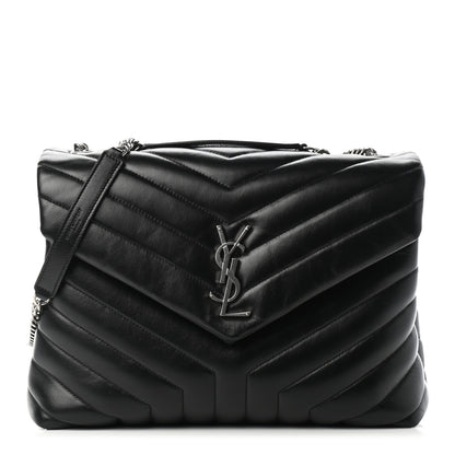 Saint Laurent Calfskin Y Quilted Monogram Medium Loulou Chain Satchel Black 1 of 9