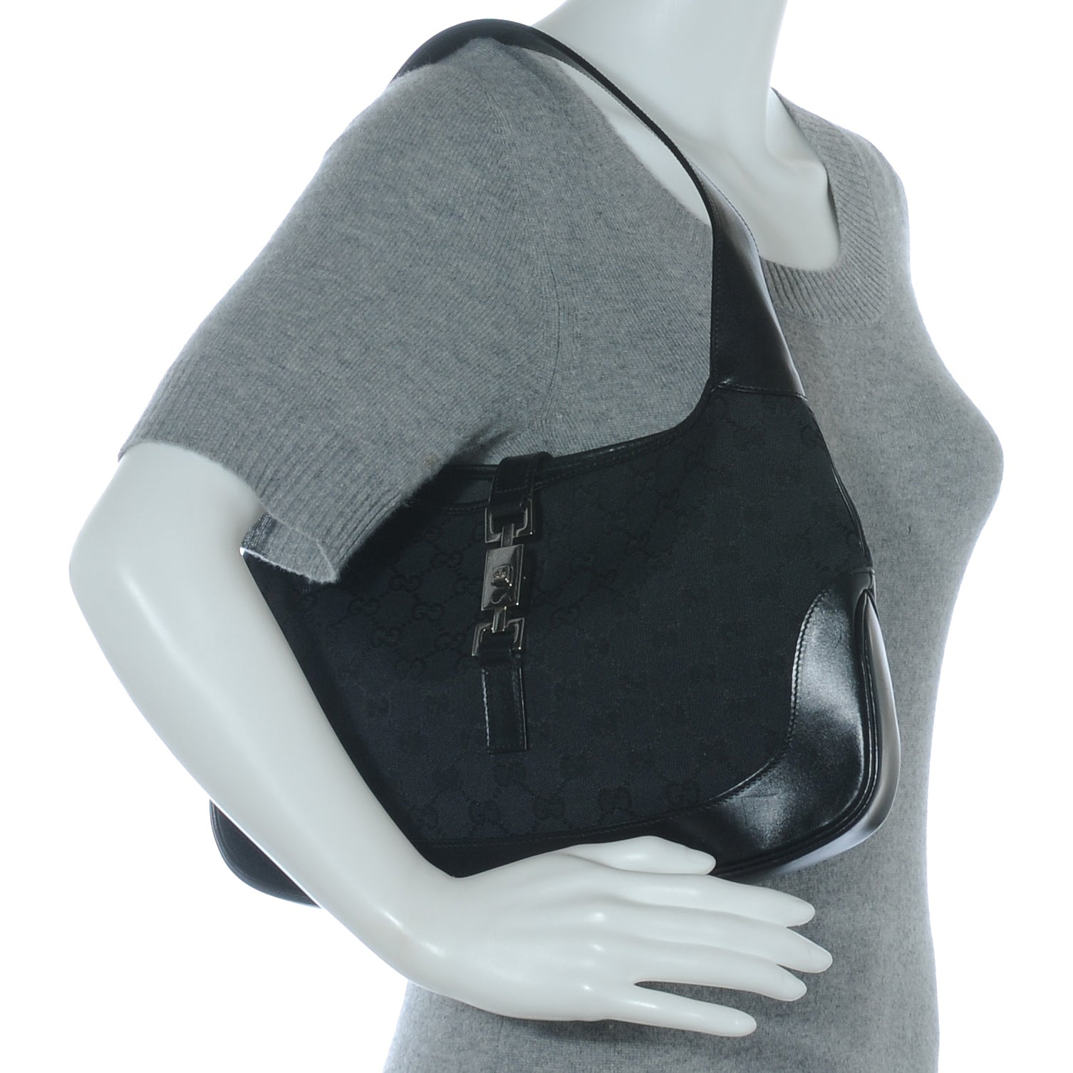 Gucci Monogram Small Jackie O Hobo Black 2 of 7