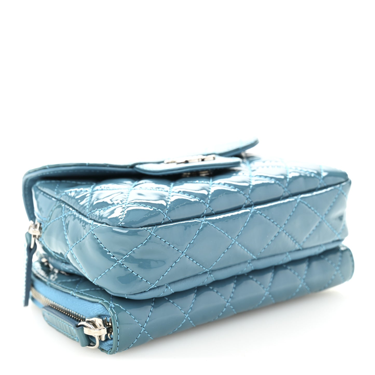 Patent Brilliant Mini Flap WOC Bag Blue
