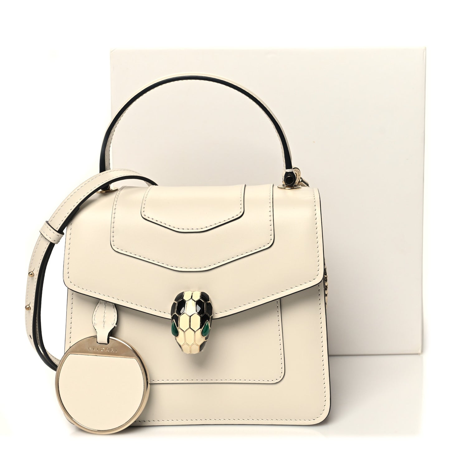 Calfskin Serpenti Forever Top Handle White