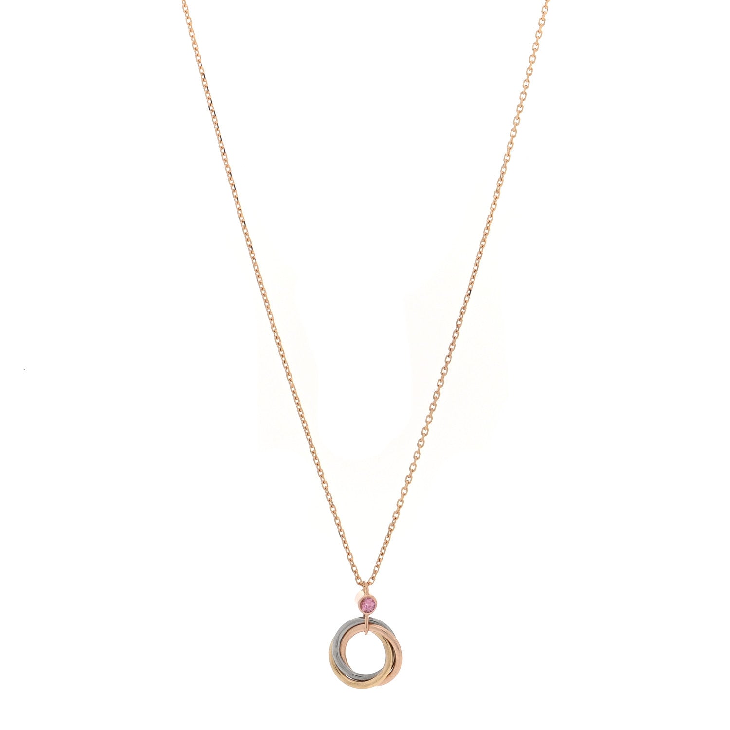 Cartier 18K Pink Yellow White Gold Pink Spinel Trinity Pendant Necklace 1 of 4