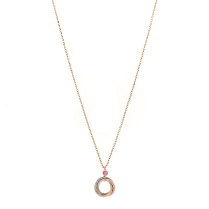 Cartier 18K Pink Yellow White Gold Pink Spinel Trinity Pendant Necklace 1 of 4