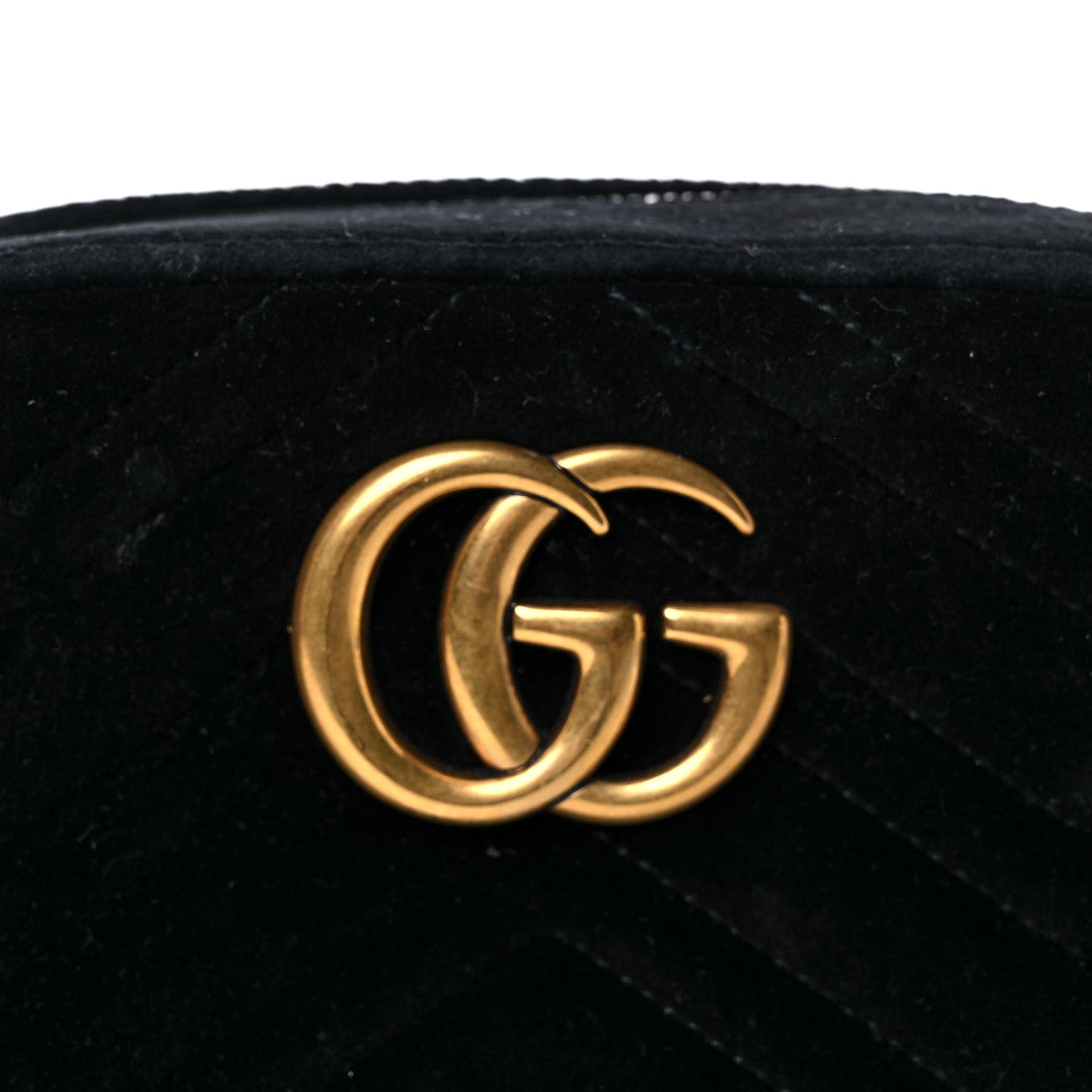 Gucci Velvet Matelasse Small GG Marmont Chain Shoulder Bag Black 9 of 24